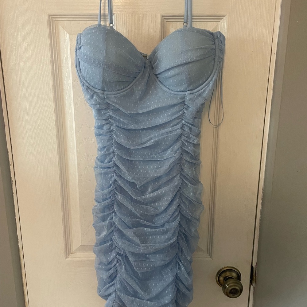 Windsor  Blue Ruched Dress